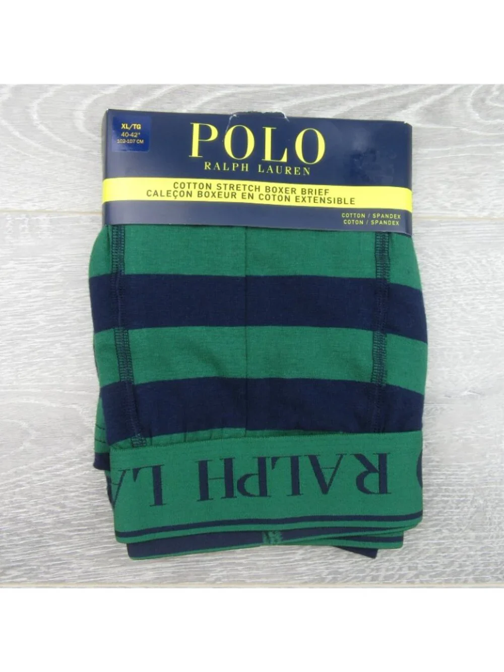 Polo Ralph Lauren Boxer Briefs Mens Size XL Green Navy Striped NEW FL501S